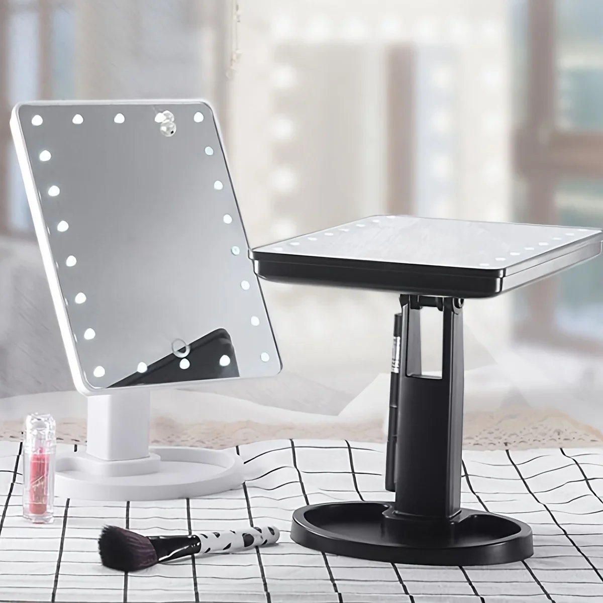 LED bedroom desktop makeup mirror, high-end Instagram style desktop makeup mirror, foldable mirror
