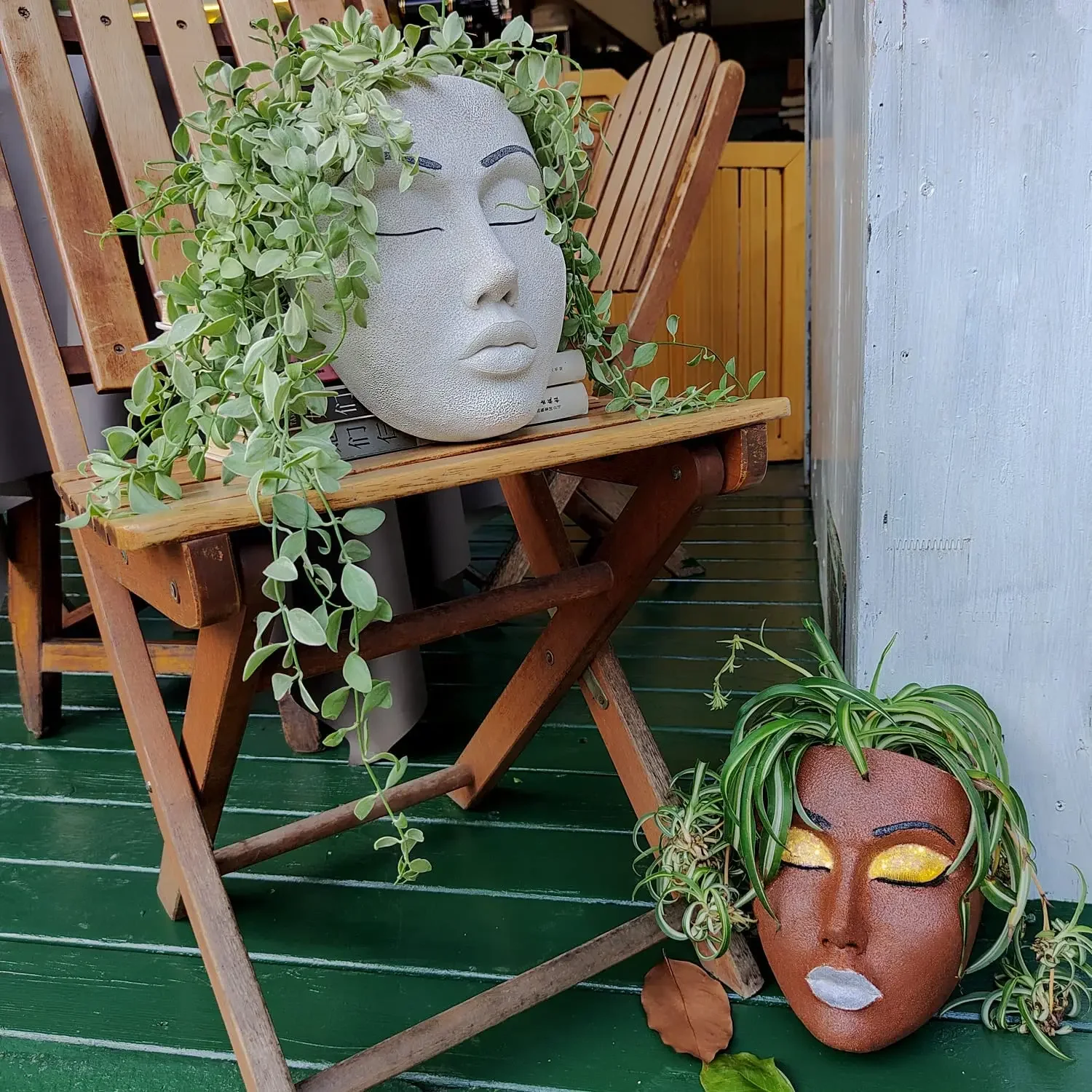 

New Resin Wall-hanging Flower Pot Human Face Plant Pots Vase Hanging Planter Plant Holder Indoor Outdoor Garden Wall Decor