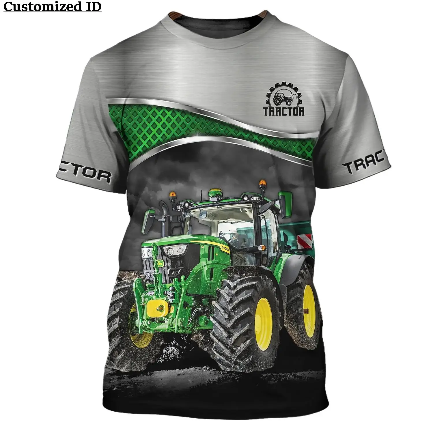

Men Summer Tractor 3D Printed Pattern Casual And Comfortable Oversized Short-Sleeved Pullover Fashion Street O-Neck T-Shirt