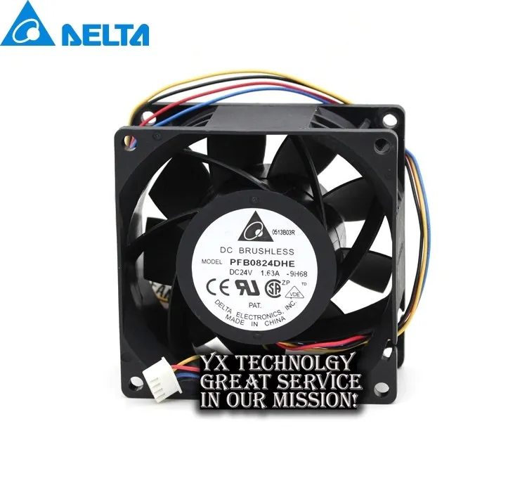 Quatro Fios Pwm Inversor Ventilador de Refrigeração para Delta 80*80*38 mm Pfb0824dhe 24v 8cm 80 mm 1.63a