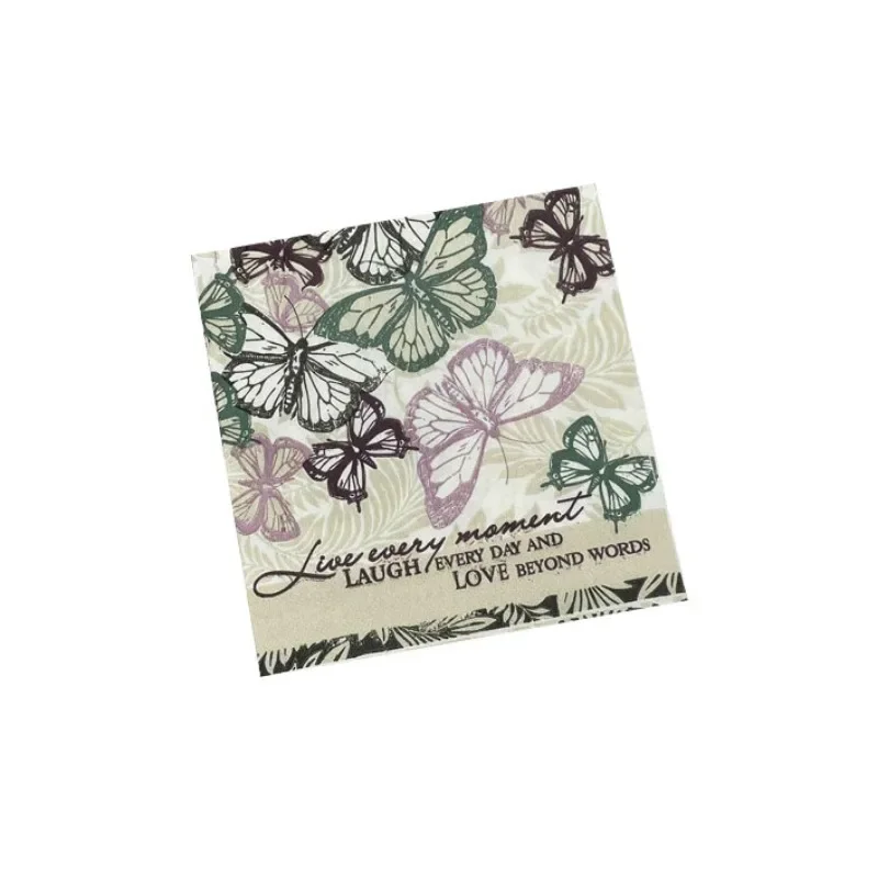 Colorful Printed Napkins Butterfly Pattern Folded Square Cafe Restaurant Table Decoration Flower Paper Virgin Wood Pulp 20pcs/pa