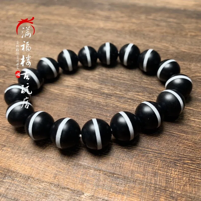 

Natural Stone Black Onyx Men's Ladies Bracelet Quartz Stone Bead Jewelry Couple Black and White Bracelet