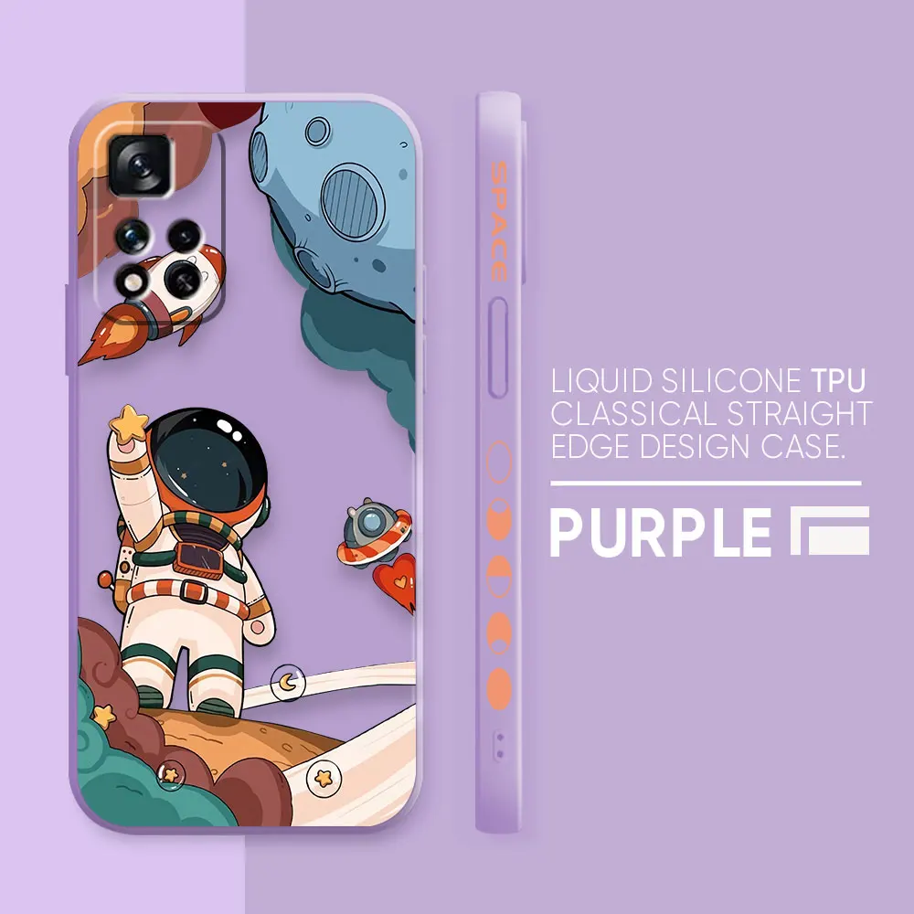 thumbnail image 1 of Case For Redmi Note 12 11 11T 11R 11E 10 9 8 7 7S PRO PLUS 4G 5G Simple Liquid silicone Case Cute Cartoon Spaceman Astronaut, 1 of 5