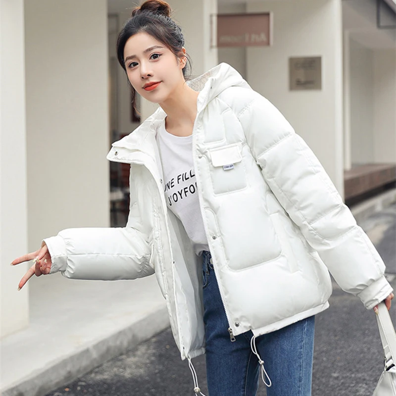 

Bread Clothing Women Short Overcoat Fashion Loose Thicke Down Padded Jacket 2023 New Winter Warm Hooded Parka Female Outerwear