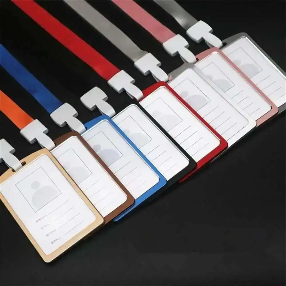 Aluminum Badge Holder With Detachable Neck Lanyard/strap For Id Card, Working Card, Name Tag