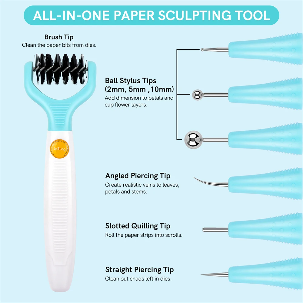 All-in-One Paper Sculpting Tool Kit & Die Brush for Card Making Paper Blossom Tools for Creating Realistic Dimensional Flowers