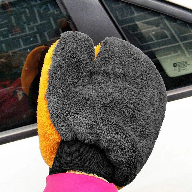 Car Washing Gloves Double-sided Soft Coral Fleece Clean Water Absorption for Car Cleaning car cleaning gloves