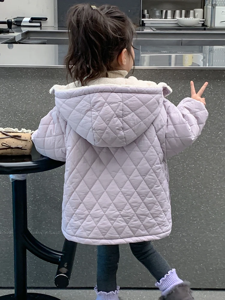 여자를위한 두꺼운 양털 후드 코튼 자켓  따뜻한 겨울 옷 패딩 코트 어린이 가을 겨울 옷