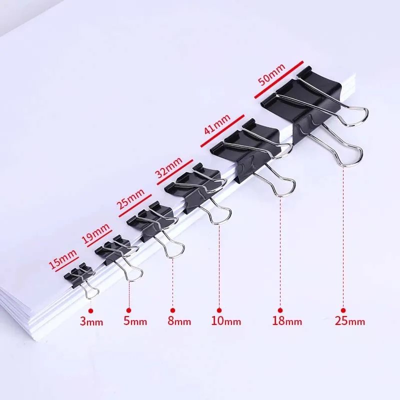 Tenwin Metal Paper Clip 15 19 25 32mm Foldback Metal Binder Clips colorful Grip Clamps Paper Document Office School Stationery paper clips,binder clips,metal clamp clips