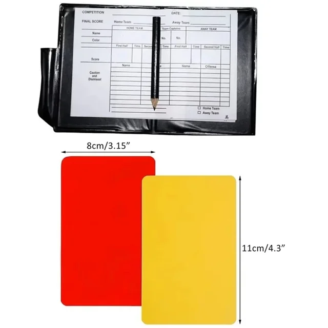 Football Match Referee's Red And Yellow Card Set Football Referee Equipment With Leather Case Record Paper And Whistle 6