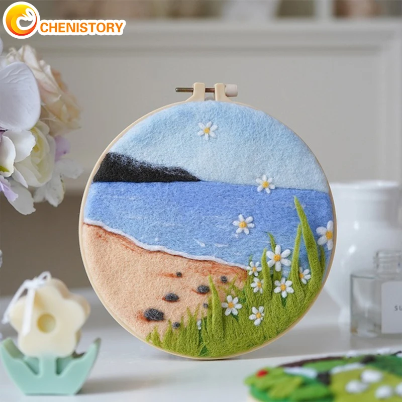 Chenistory 20x20cm Diy Wool Felt Painting Dog Picture Wool Needle Felting  With Frame Kits Personalized Gift For Adults Kids - Felt Diy Package -  AliExpress