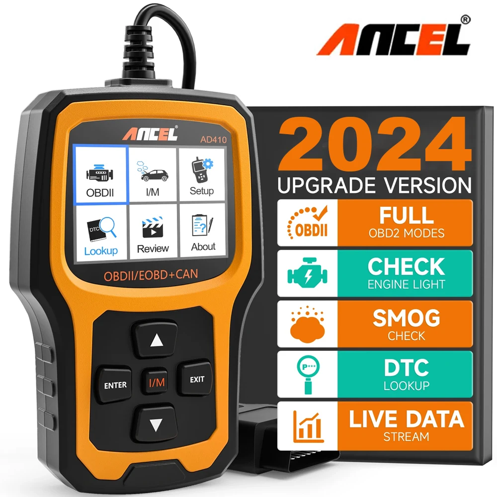 ANCEL AD410 OBD2 스캐너, 자동차 진단 도구, 엔진 코드 리더, 오류 코드 지우기, 다국어 자동 OBD II 스캐너