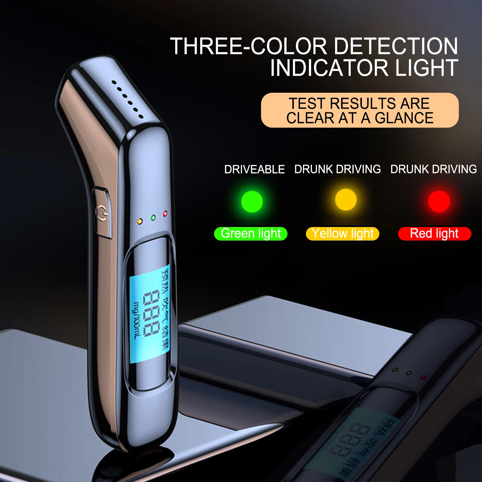 Alcohol Tester Breathalyzer Rechargeable LED Display Test Tool