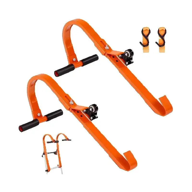 Ladder Roof Hook Orange/Black Heavy Duty Steel Stabilizer Ridge Extension Rubber Grip T-Bar 500 lbs