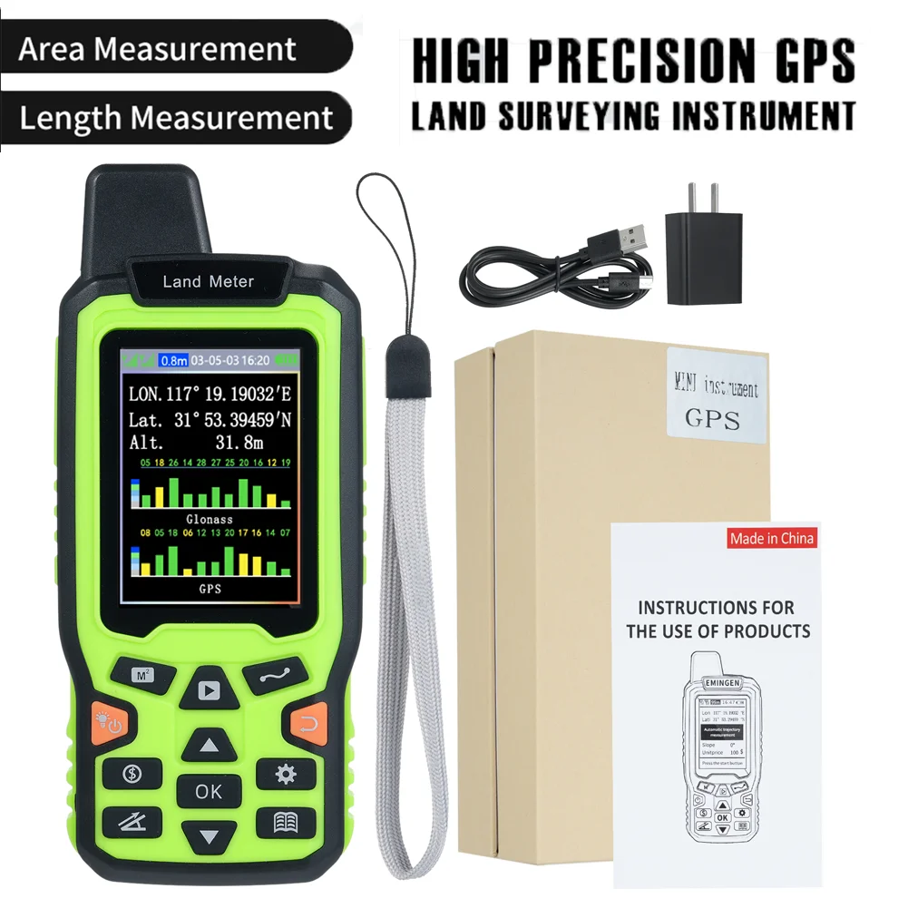 EM90 High Precision GPS Navigation Track Land Area Meter FSTN Land Survey Measuring Instrument US Plug Area Tester
