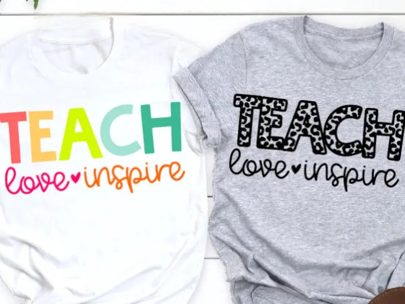 

Teach Love Inspire Shirt Fashion Leopard Teacher Shirts Kawaii Graphic Teacher Life Tee Cotton O NeckShort-Sleeve Unisex T-Shirt