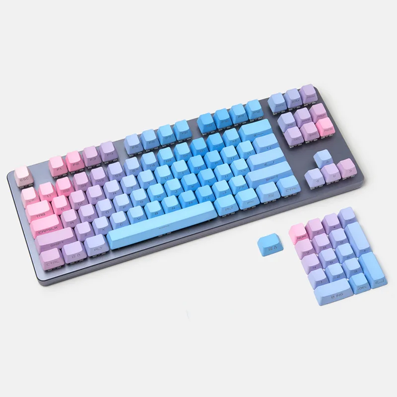 Sunset Blue Gradient Pbt Keycaps Doubleshot Backlit Oem Profile Fit