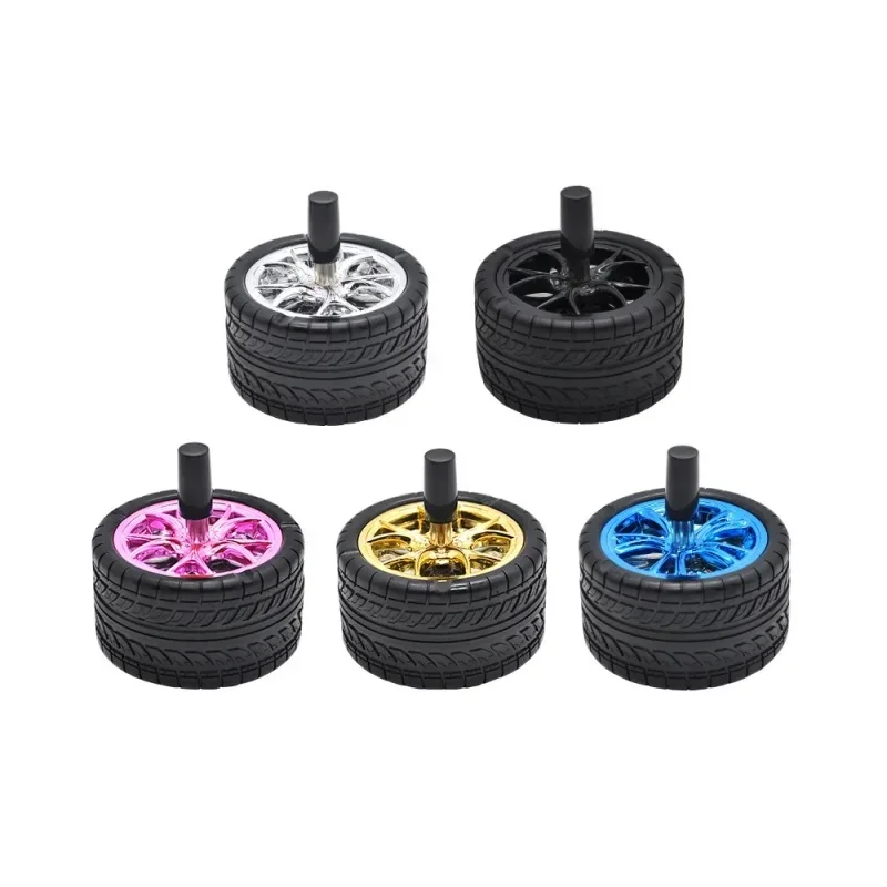 Creative Tyre Hub Rotating Style Fashion Ash Tray Alloy Round Smokeless Press Up Ashtray portable ashtray