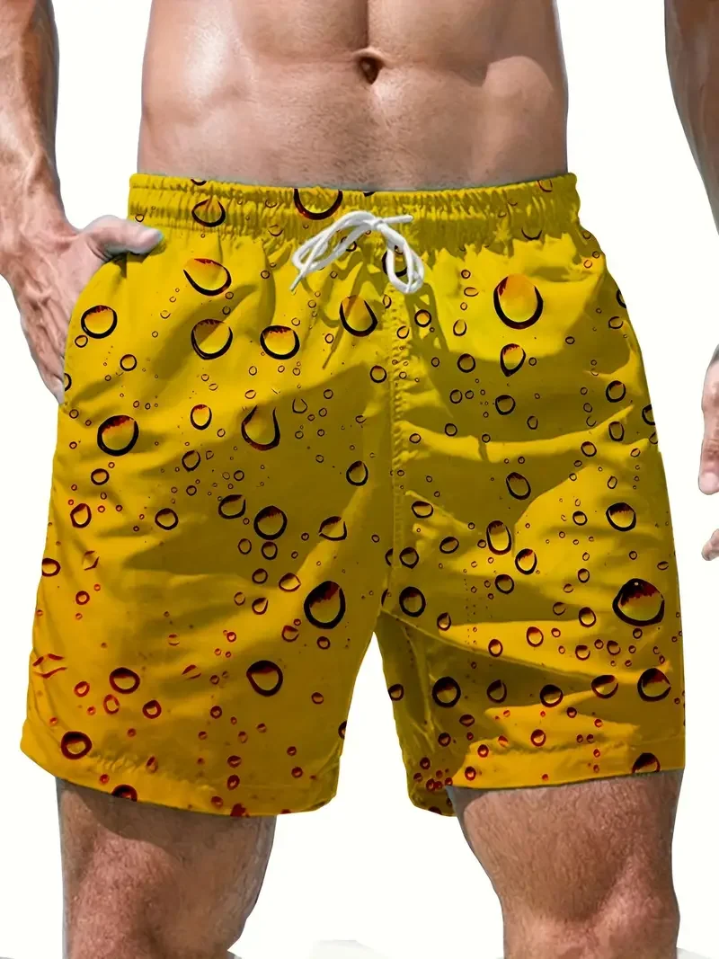 

Шорты мужские пляжные с 3D-принтом, Летние плавки с резинкой на талии, праздничные штаны с рисунком пива