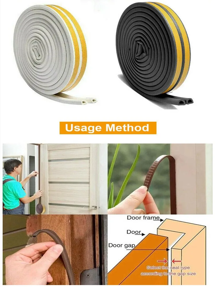 Joint De Porte Auto-adhésif Noir - 45mm X 3000mm - Bandes D'étanchéité Sans Cadre