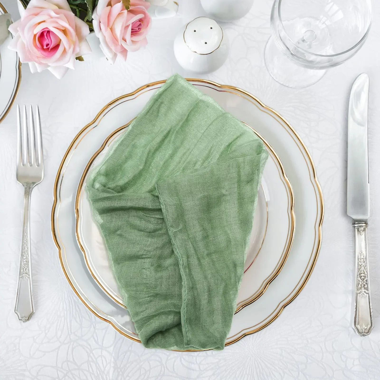 Gauze Table Napkins 12 PCS 20x20 Inch Soft Cheesecloth Wrinkled Dinner Napkins for Weddings Party Reception Anniversary cotton napkins
