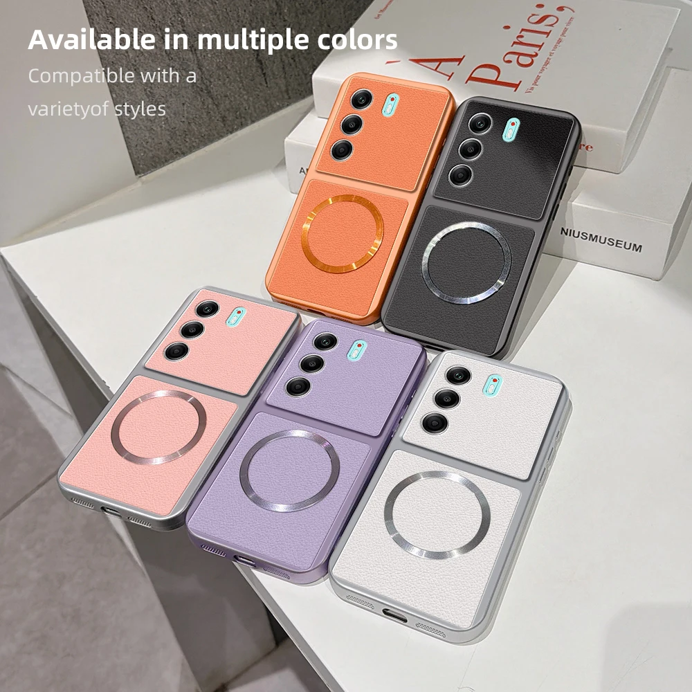 Luxury Leather Matte Magnetic Soft TPU Phone Case