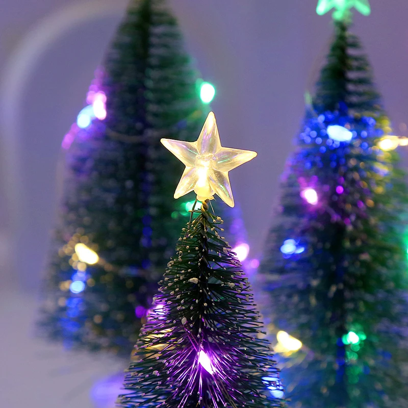 5-1PC Mini Christmas Trees with Colorful LED Light Decor Tabletop Crafting DIY Christmas Gift Green Trees Winter Ornaments christmas tree ornaments mini christmas tree christmas house ornaments