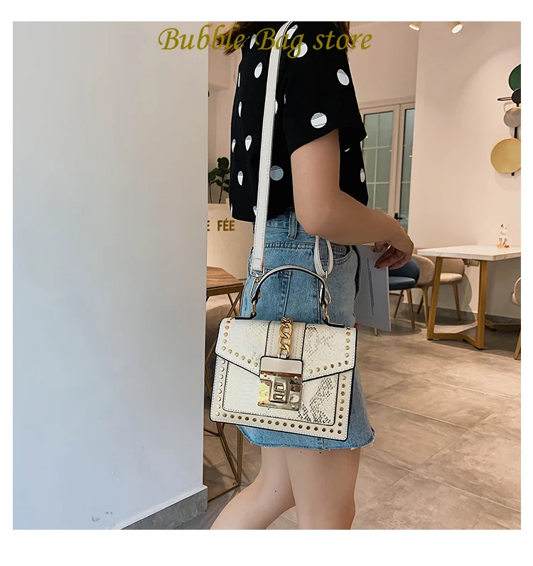 Elegant Sequins Ladies Handbag Small 2023 New Rivet Women's Shoulder Bag High-quality PU Leather Messenger Bags for Female Totes