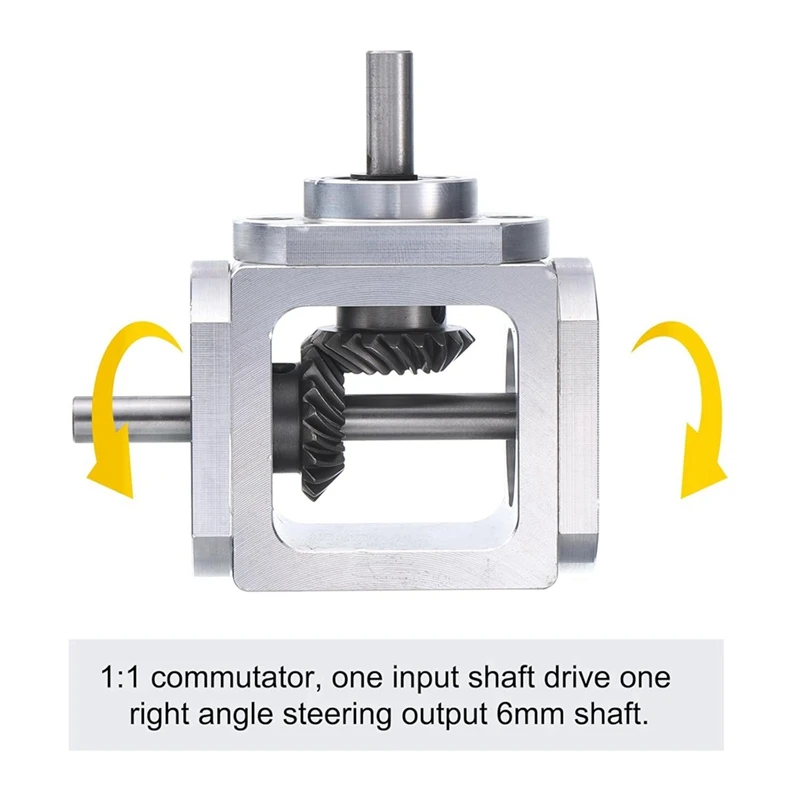 Motor Gear Transmission Gear 90 Degree Right Angle Bevel Gear-Box 1:1 Single Output Shaft 1 Module 20 Teeth Aluminum Frame