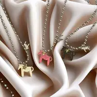 LATS White Black Green Blue Pink Color Enamel Colt Horse Pendant Necklaces for Women Silver Plated Alloy Beads Chain Chokers - Image 5