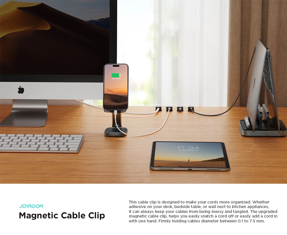 Joyroom Magnetic Cable Clips Desk Cable Management | cable organizer