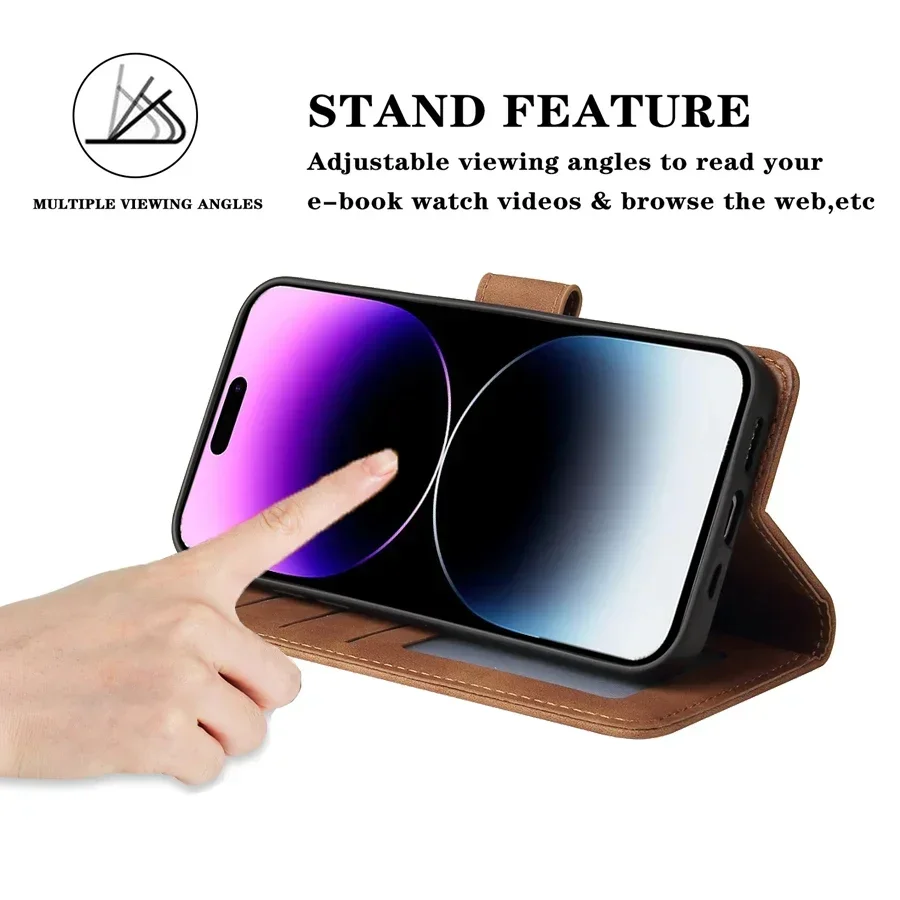 Luxurious Leather Wallet Phone Case with Magnetic Flip & Card Holder Slot