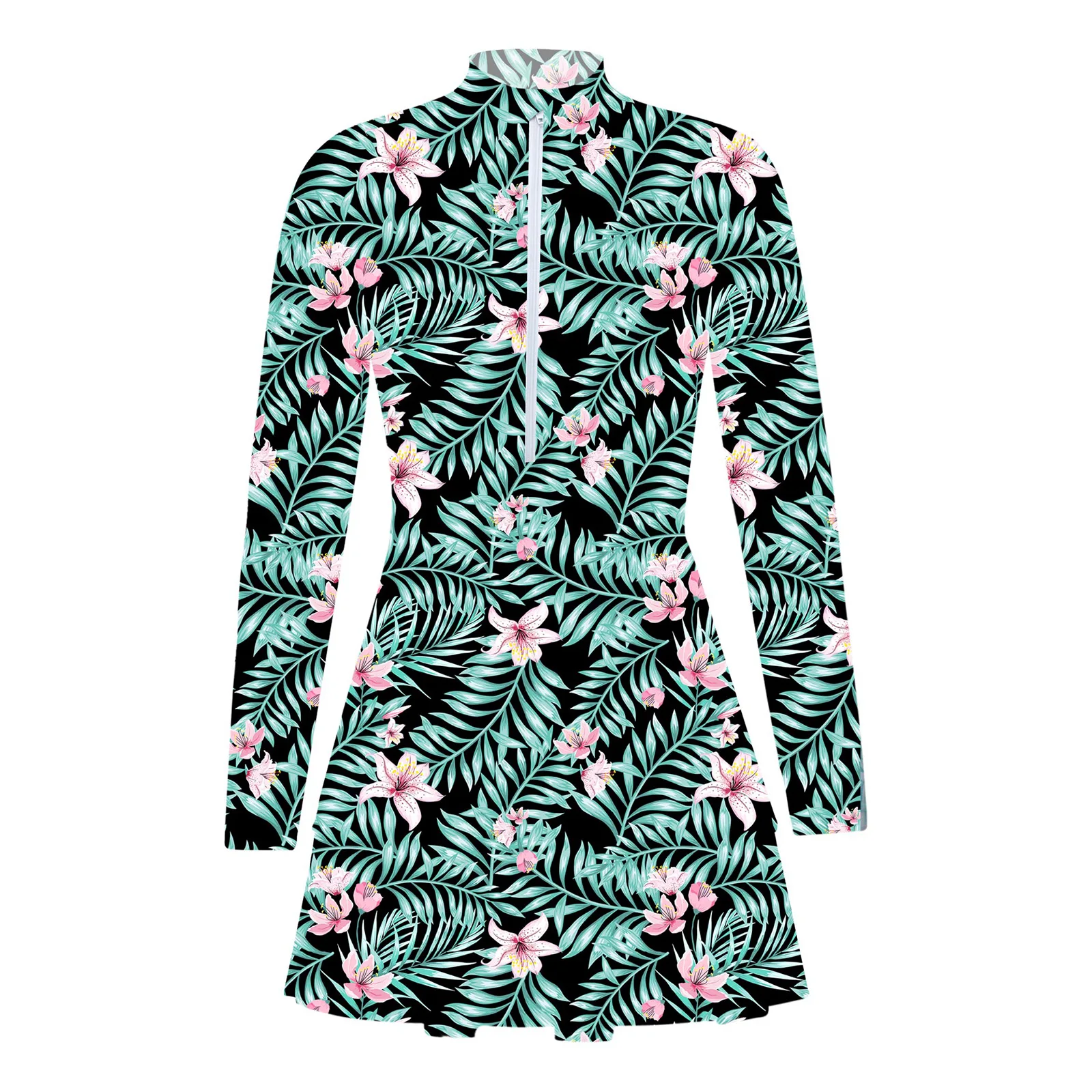 Bambini Ragazze Manica Lunga Stampa Floreale Vestito Costume Da Bagno Upf 50 + Costumi Da Bagno Rash Guard Costume Da Bagno Per Beach Pool Party Surf