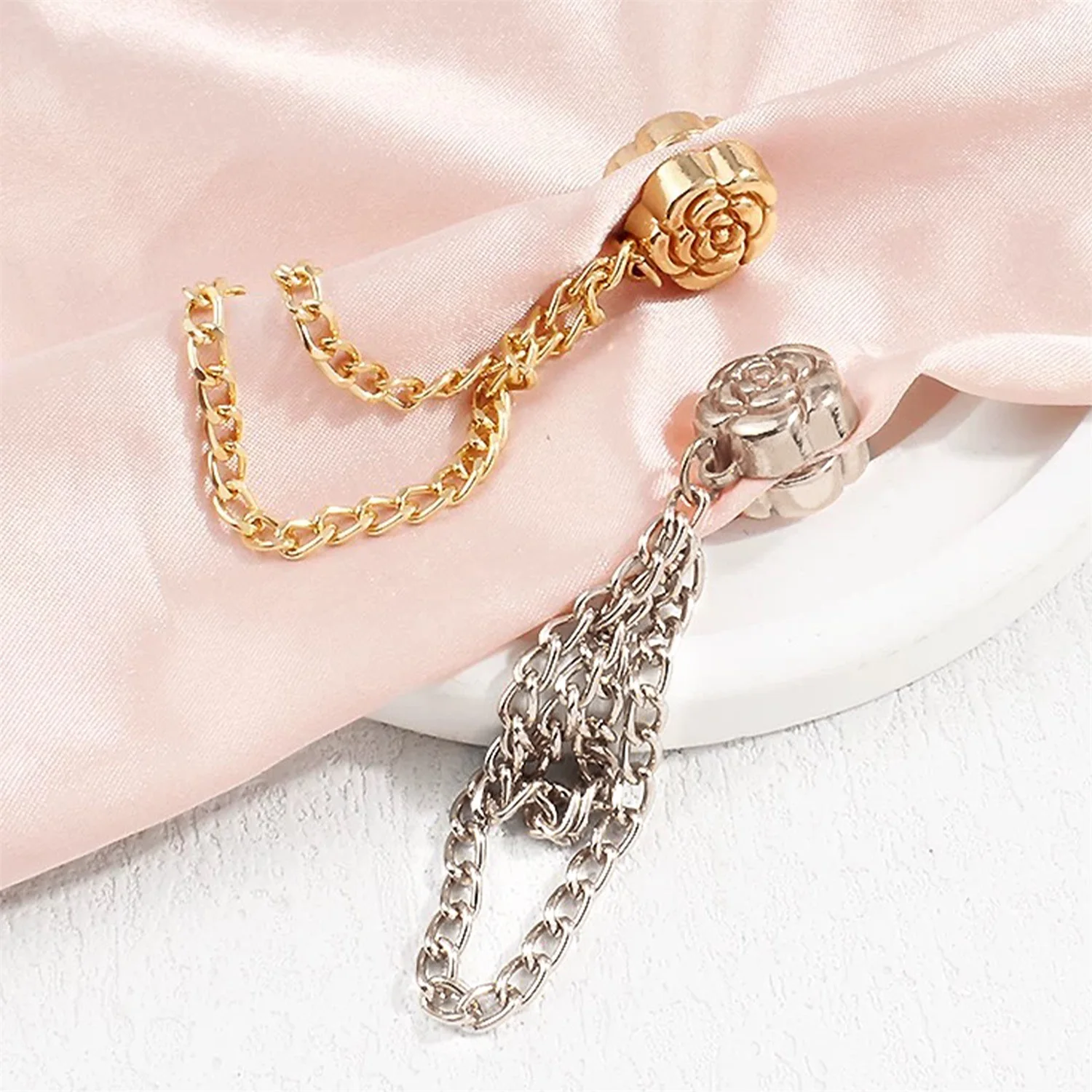 8PCS Magnetic Clothing Clips Silver Different Styles Hanging Decoration Strength Buttons Hem Clips for Cinch T-Shirt Pants Hems 3