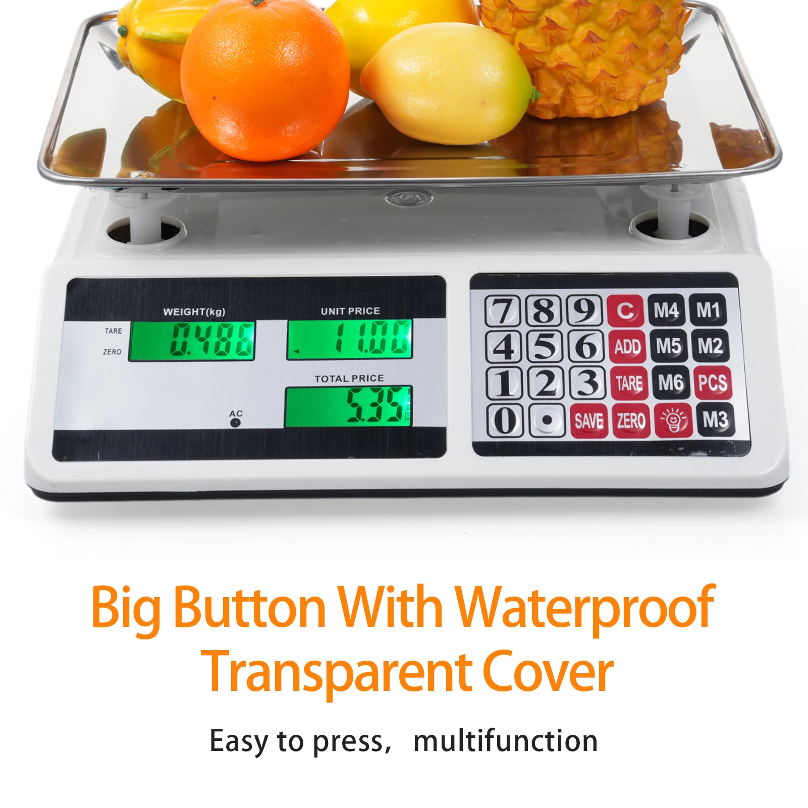 【New】40KG Digital Price Scale Electronic Price Computing Scale with Stainless Steel Large Platform Dual LCD Display Big Button