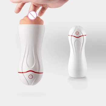 19cm Male Masturbator Vibrators Real Pussy Vaginal For Men Glans Sucking Penis Pump Cock Exerciser Sex Toy Adult Erotic Products 1