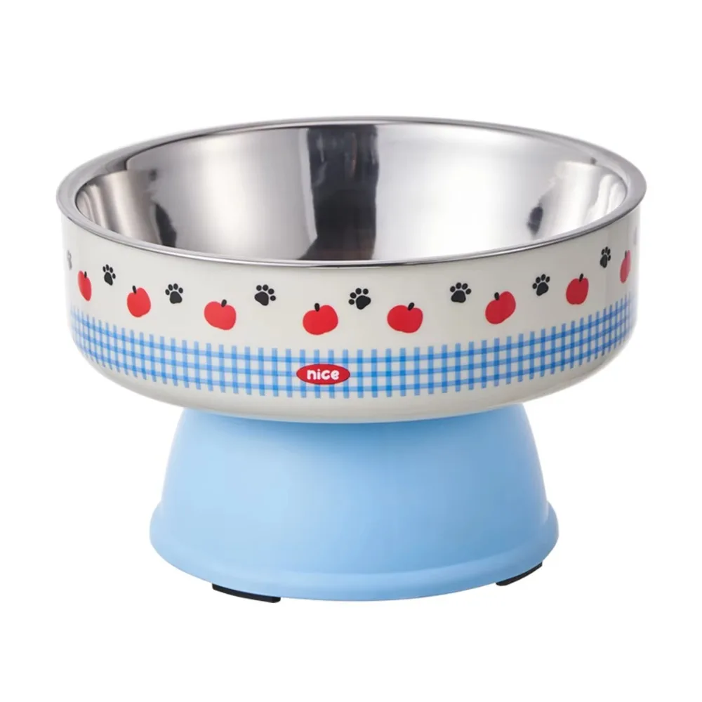 Cute Stainless Steel Pet High-foot Bowl Colorful Neck-protecting Cat Bowl - PeticaDeals