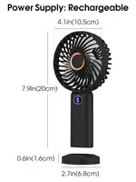 Ventilateur portatif USB Rechargeable, Mini ventilateur à affichage numérique, réglage à 5 vitesses, adapté aux voyages, au bureau et à la maison 2
