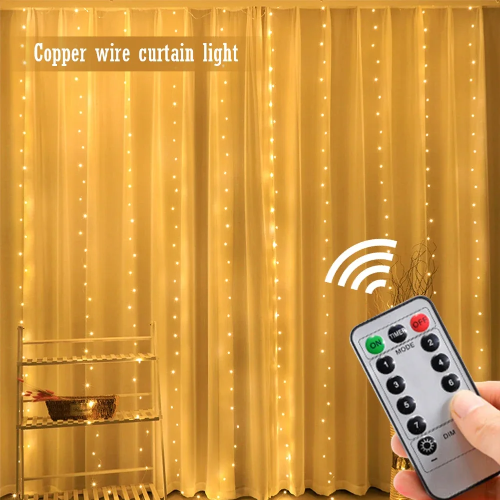 

LED String Light Christmas Home Decor Remote Control USB Wedding Garland Curtain 1-3M Lamp Holiday for Bedroom Bulb Indoor Fairy