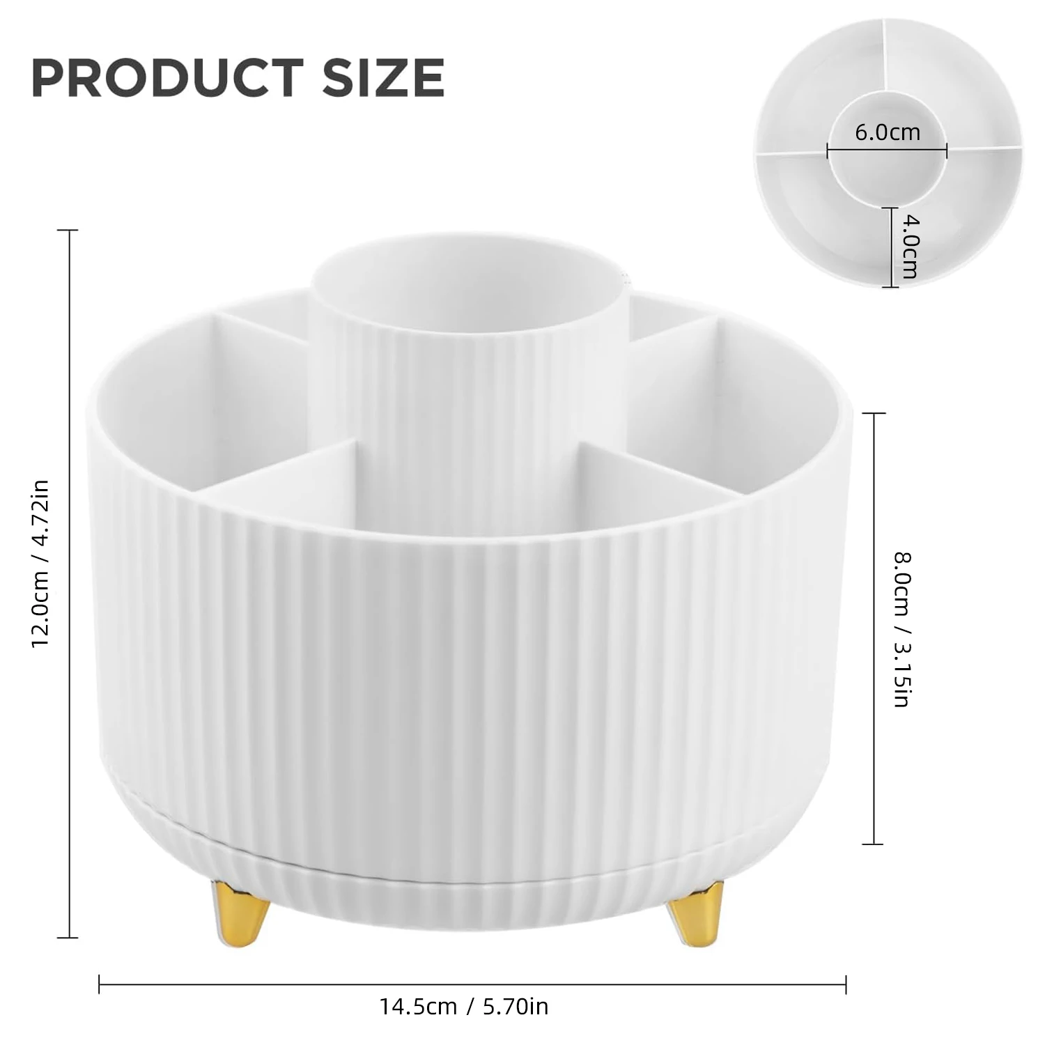 Pen Holder 5 Slots 360 Degree Rotating Desk Organizer Desktop Storage Stationery Supplies