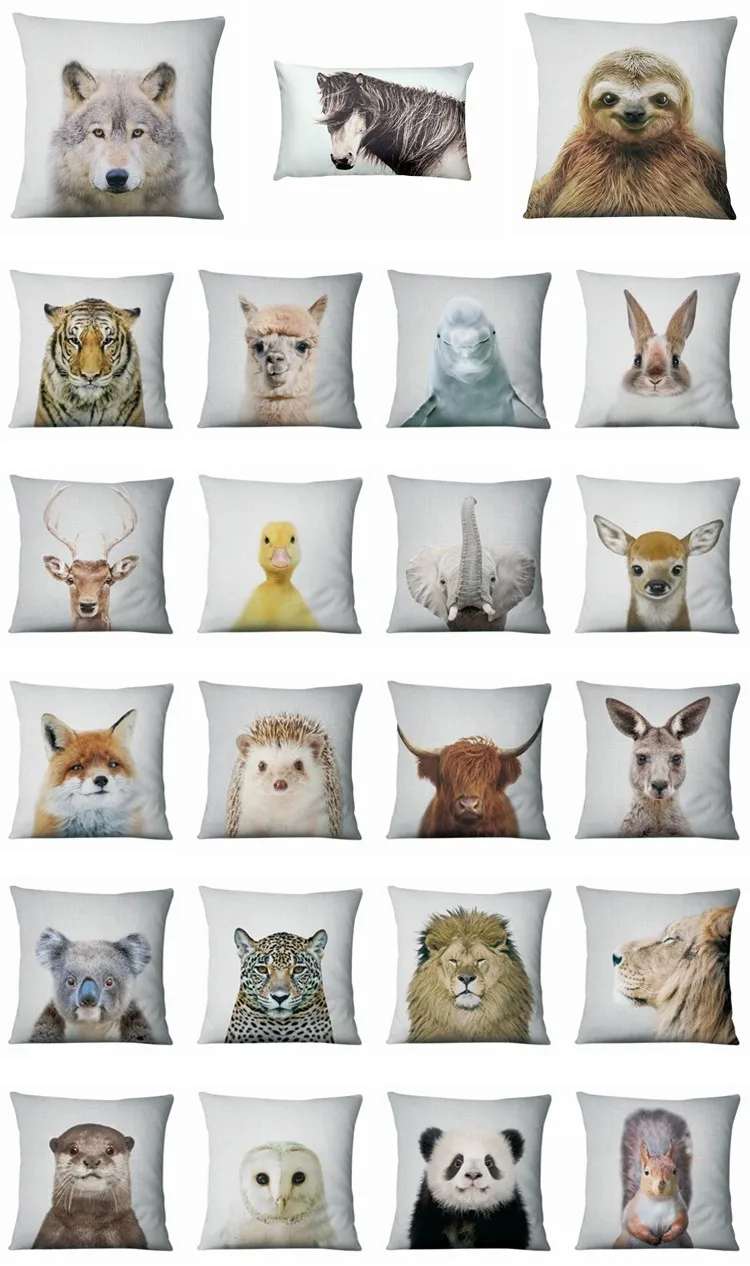 navy cushions Nordic Art Animals Painting Print Pillowcase Wolf And Deer Cushion Decorative Pillows Home Decor Sofa Throw Pillow Case 17*17in bench cushions indoor