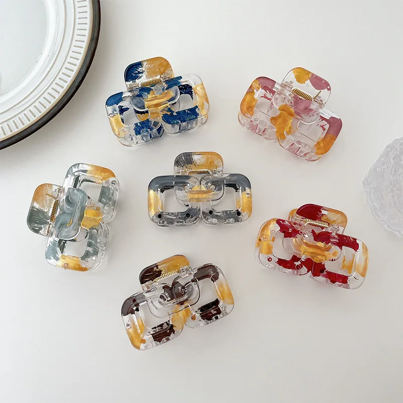 

Transparent Geometry Shark Clips Square Hair Claw Gripper Women Hairpins Headbands Girls Barrette Hair Accessories