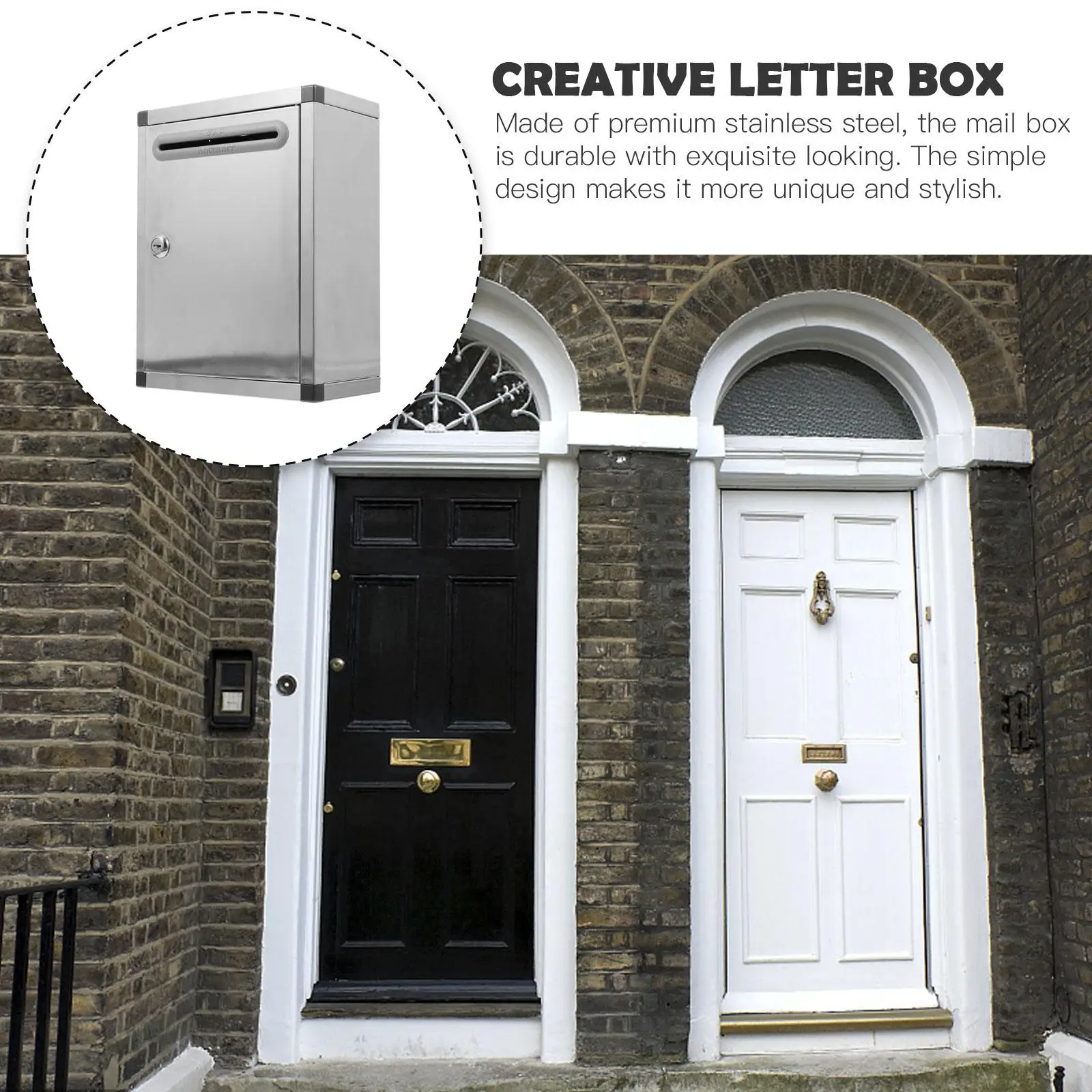 Stainless Steel Mailbox Durable Wall Mount Letter Practical Storage For Envelopes Newspaper Long Lasting Outdoor Suggestion Box