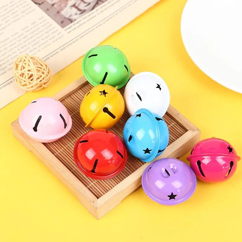10pcs 40mm Colorful Metal Jingle Bells Xmas Decor Pet Pendants Key DIY Crafts