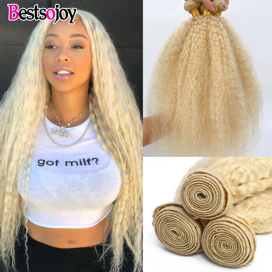 

Kinky Straight Blonde 613 100% Human Hair Bundles Afro Blonde Kinky Curly Brazilian Remy Human Hair Extension 8-26Inch