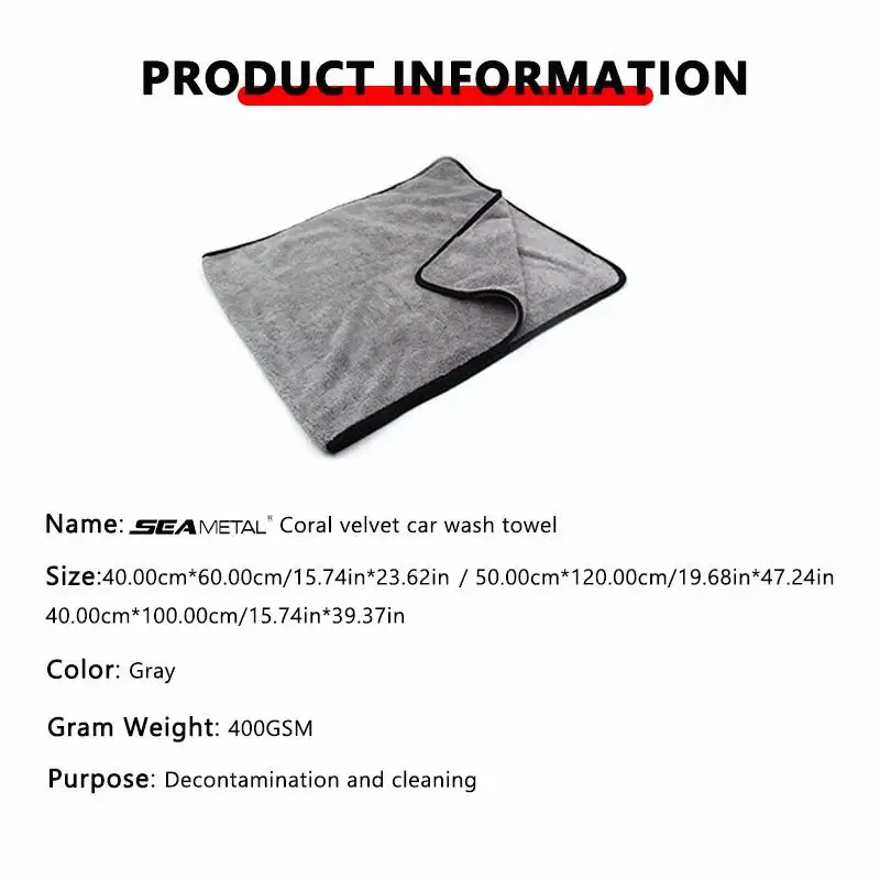SEAMETAL Multi Sizes Car Microfiber Towel Upgraded Ultra-Soft Auto Drying Cleaning Cloth Super Absorbent Scratch-Free Towels BEST SELLERS