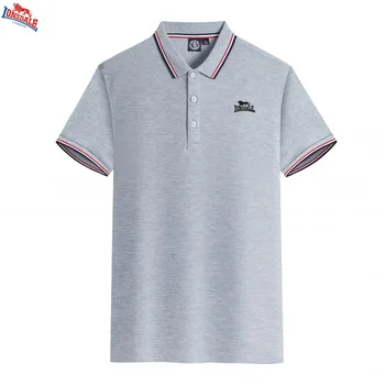 Polo da uomo alla moda con ricamo sul colletto per uomini di mezza età e giovani