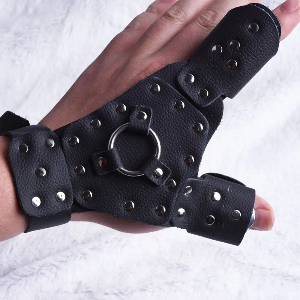 Hot Left/Right Hand Protective Gloves Leather Slingshot Catapult Fishing Bracers Protective Hand Archery Bow