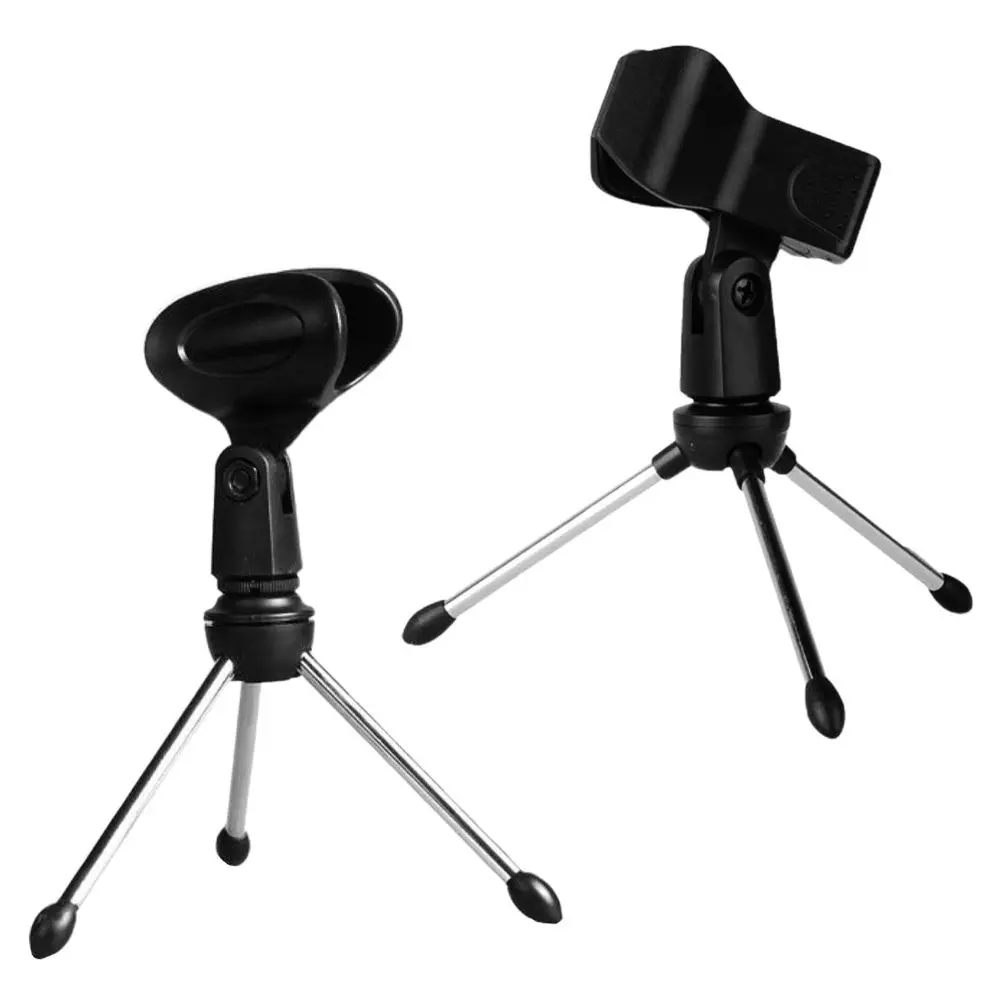 2Pcs 마이크 스탠드 조정 가능한 회전식 데스크탑 삼각대 홀더 회의 방송 강의용 안정적인 마이크 브래킷