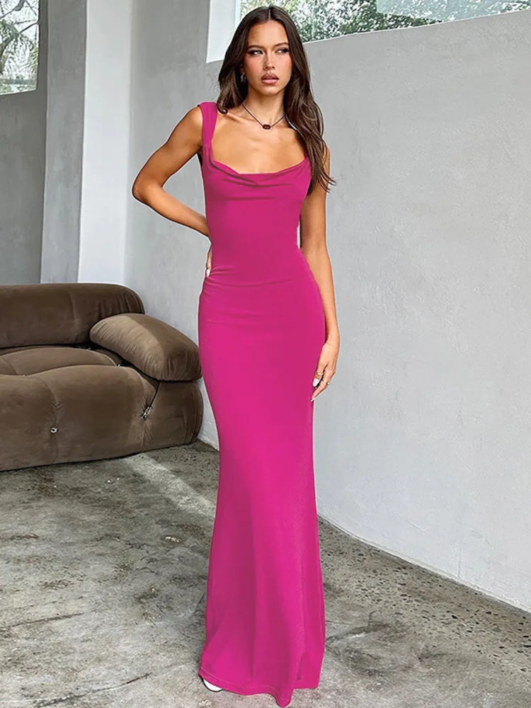 Vestido sexy maxi de chiffon con cuello halter y espalda baja Wisteria Tallas Grandes